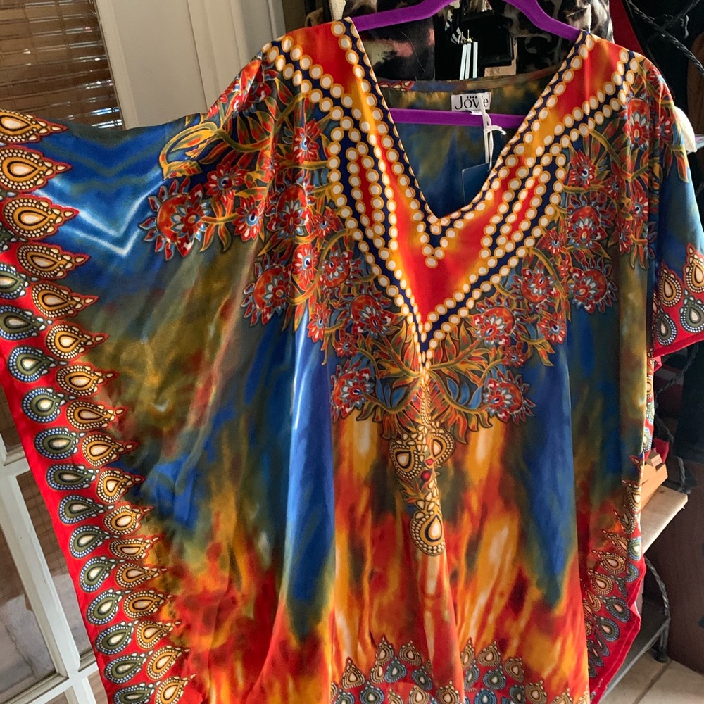 Tunic, one size, blue, orange - Picture 2 of 3
